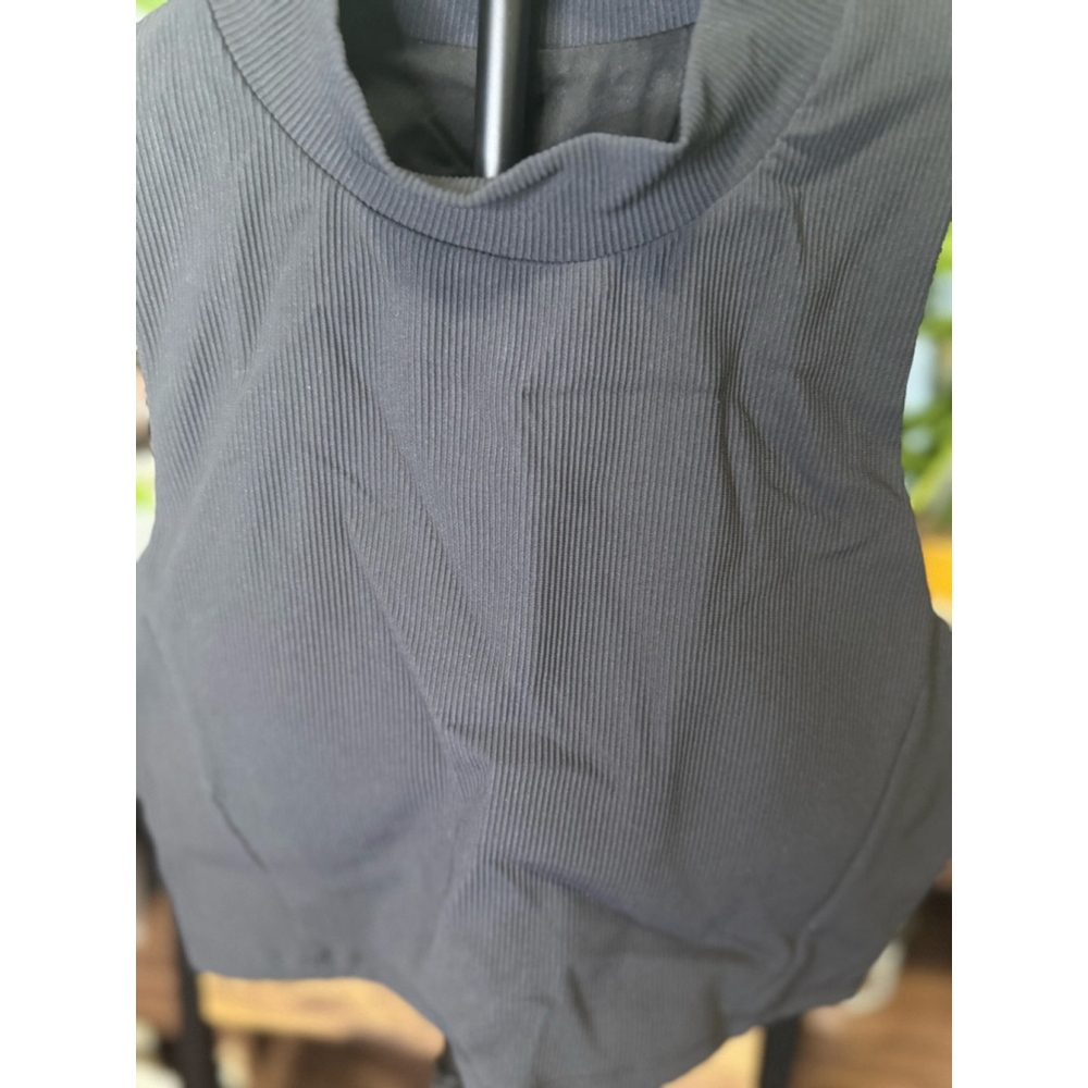 Women's Werk Black Ribbed Crop Top L - Picture 7 of 11